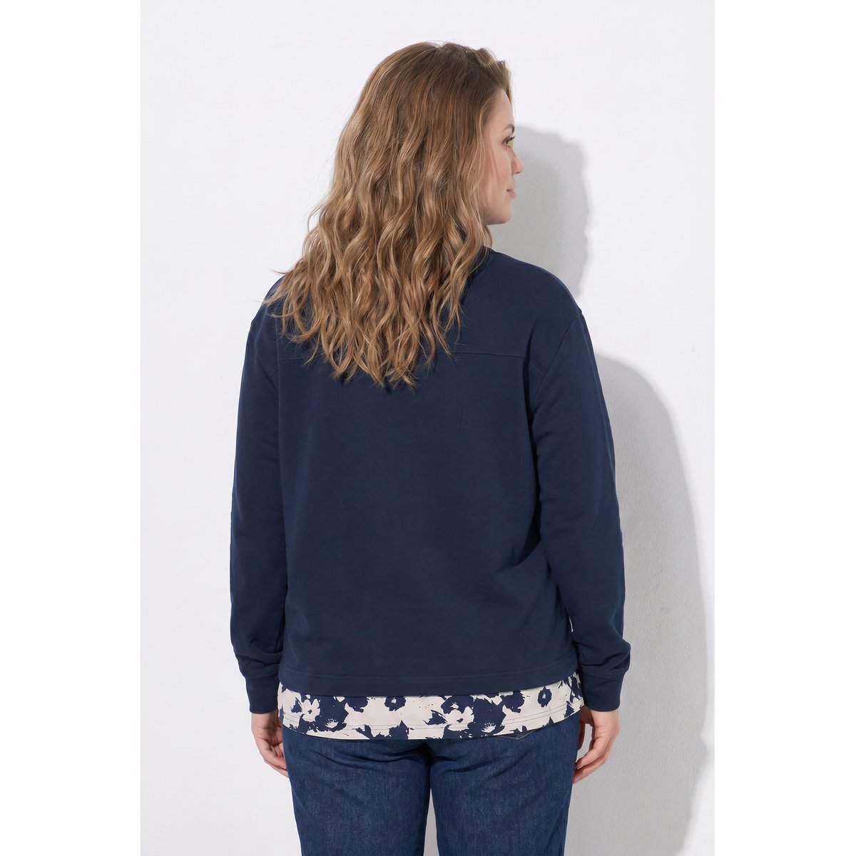 Sweat-shirt en coton bio marine, ULLA POPKEN