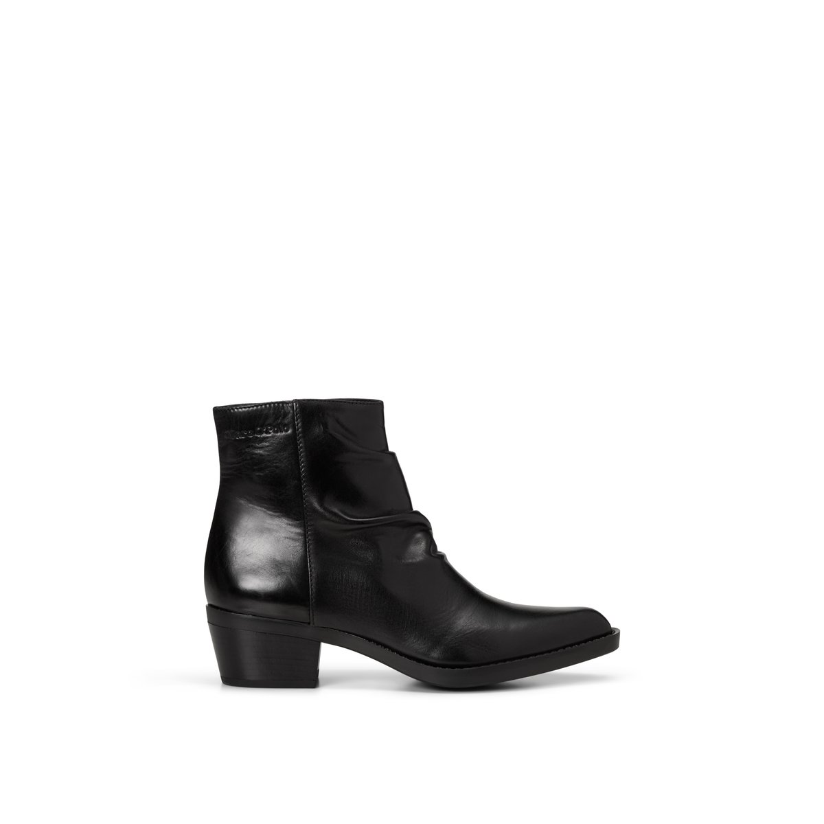 Bottines de style western, modèle Rodeo en cuir de veau de première qualité noir, MARC O'POLO