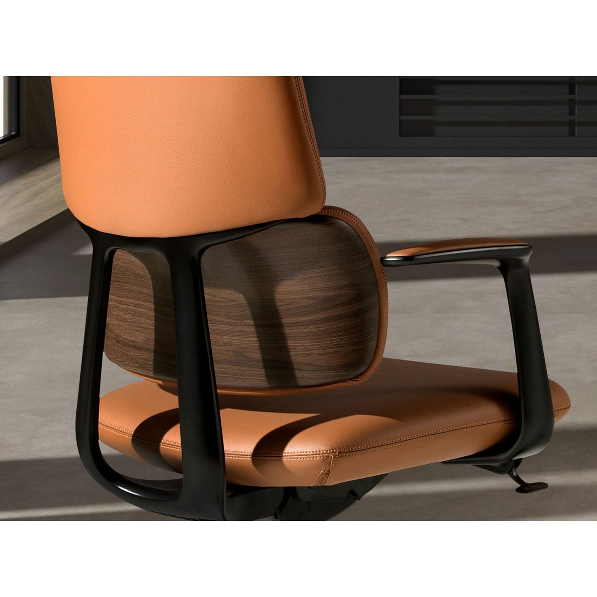 Chaise de bureau pivotante en similicuir noyer | brun | noir, ANGEL CERDA