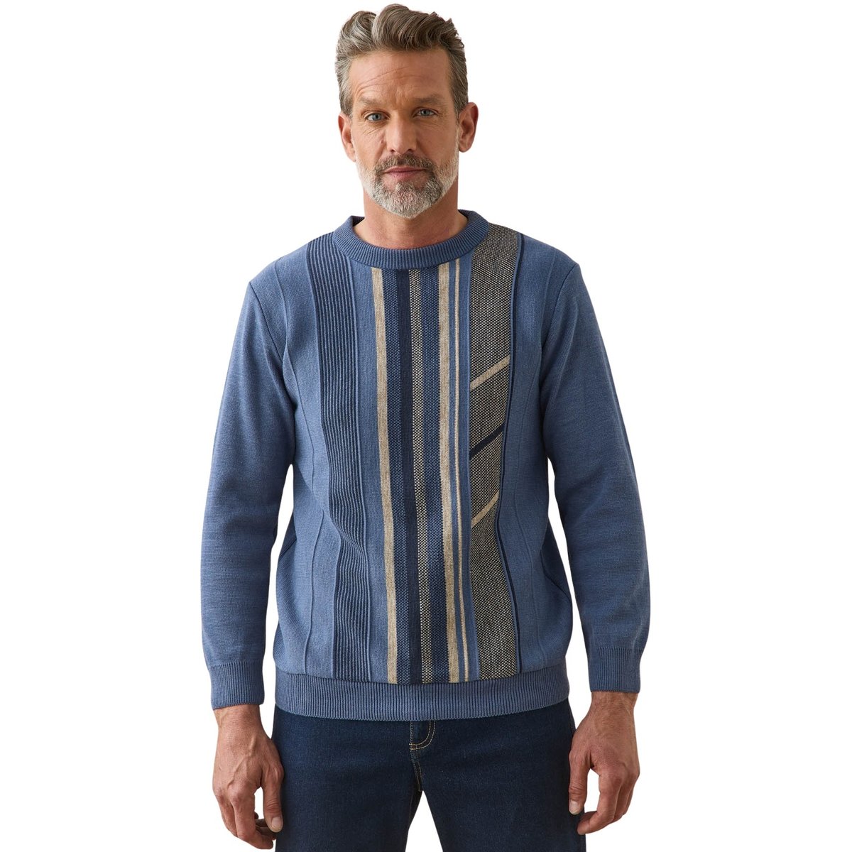 Pull classique avec laine homme bleu, DAXON
