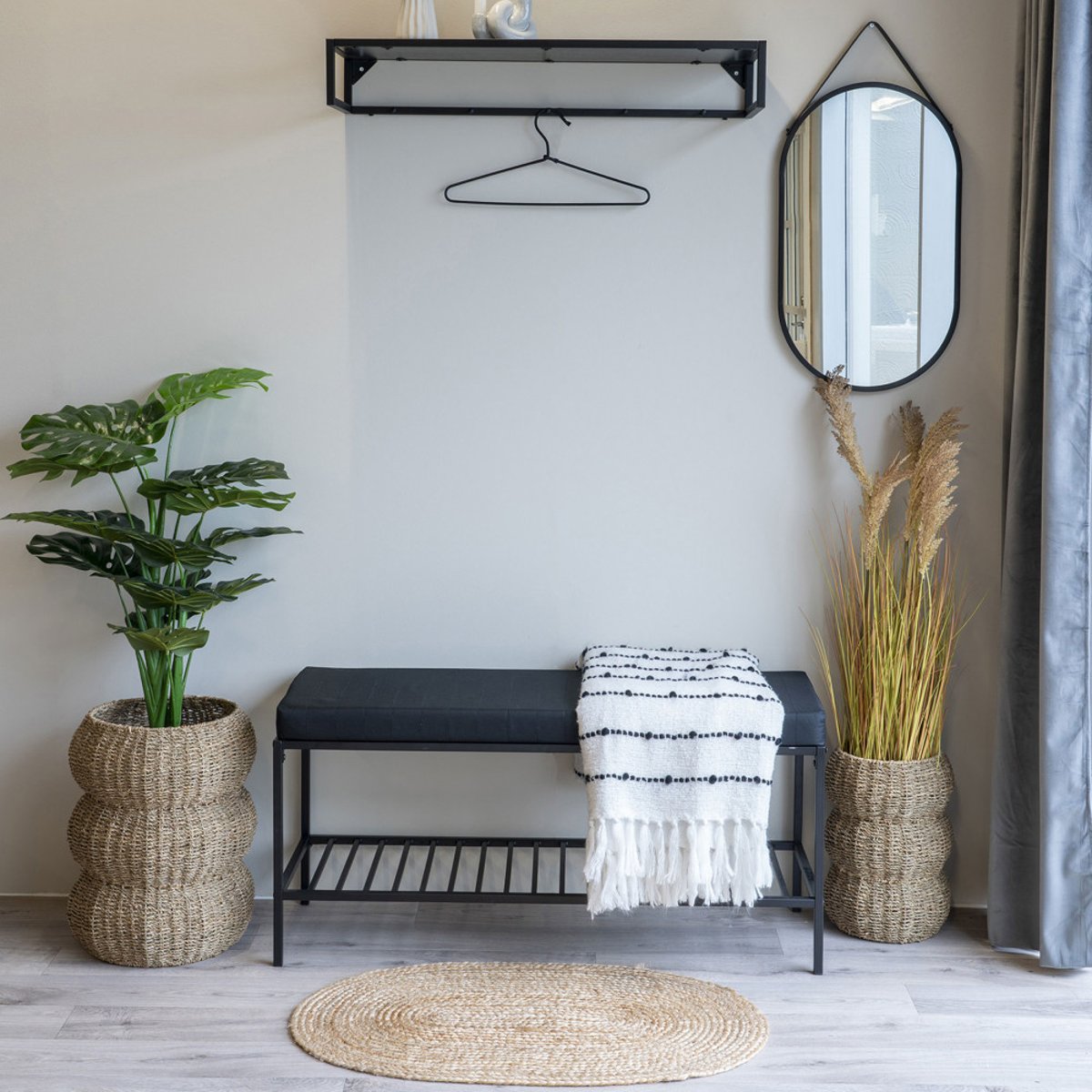 Lot de 2 paniers en jonc de mer- SARBAS naturel, HOUSE NORDIC