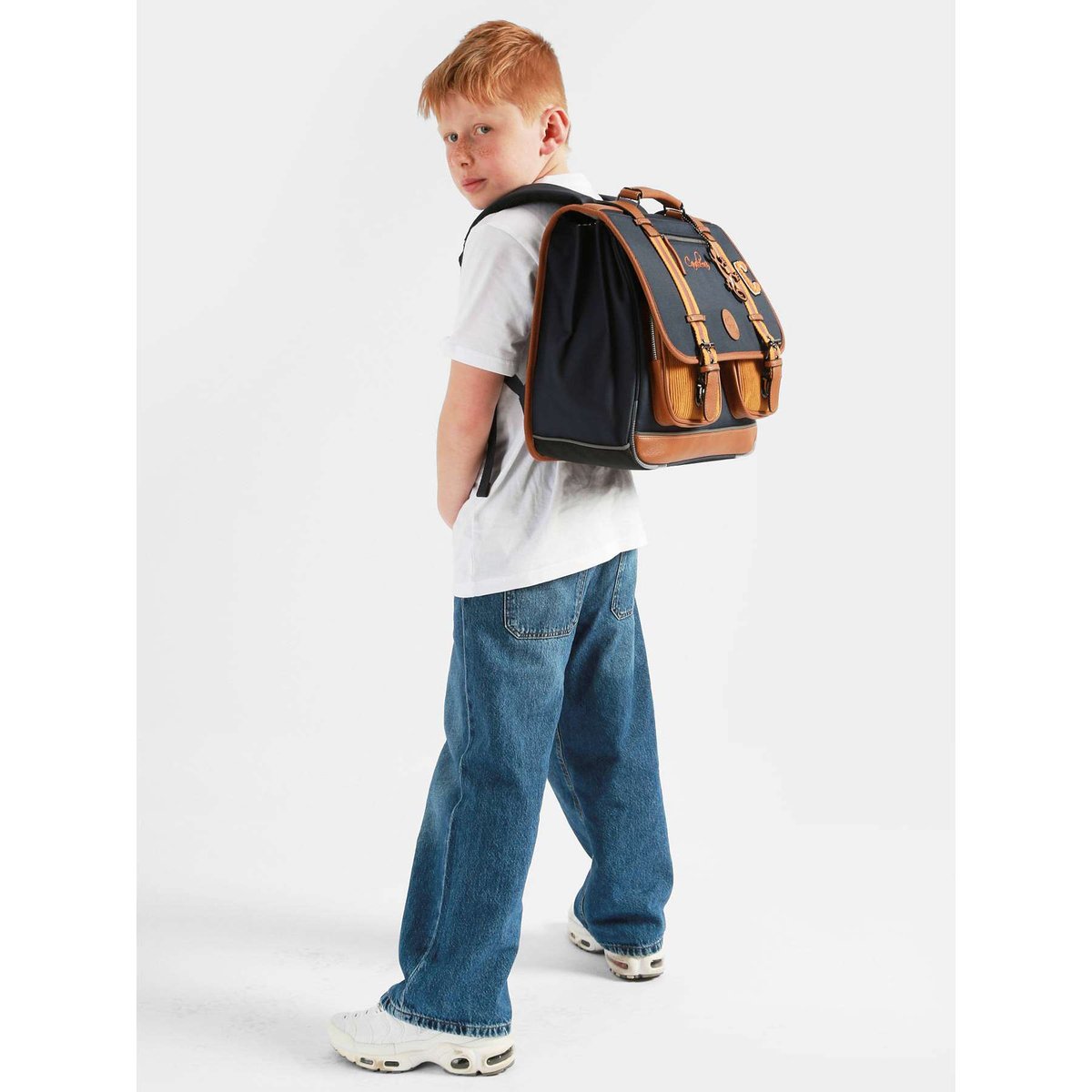 Cartable 3 compartiments mustard badges, CAMELEON