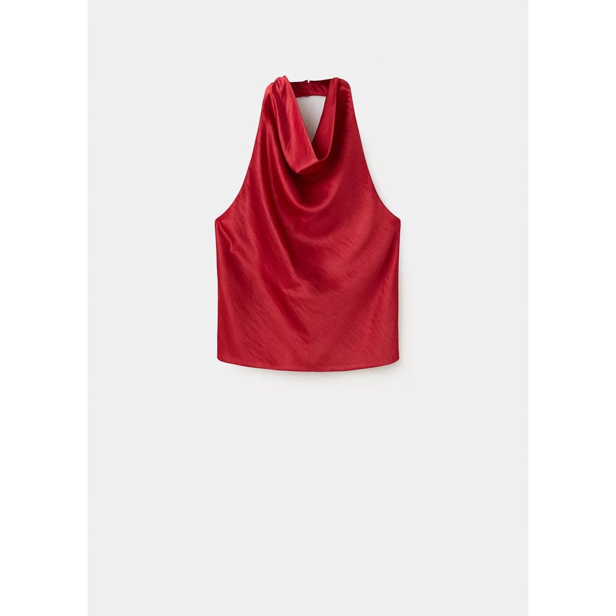 Top halter à encolure drapé rouge, MANGO
