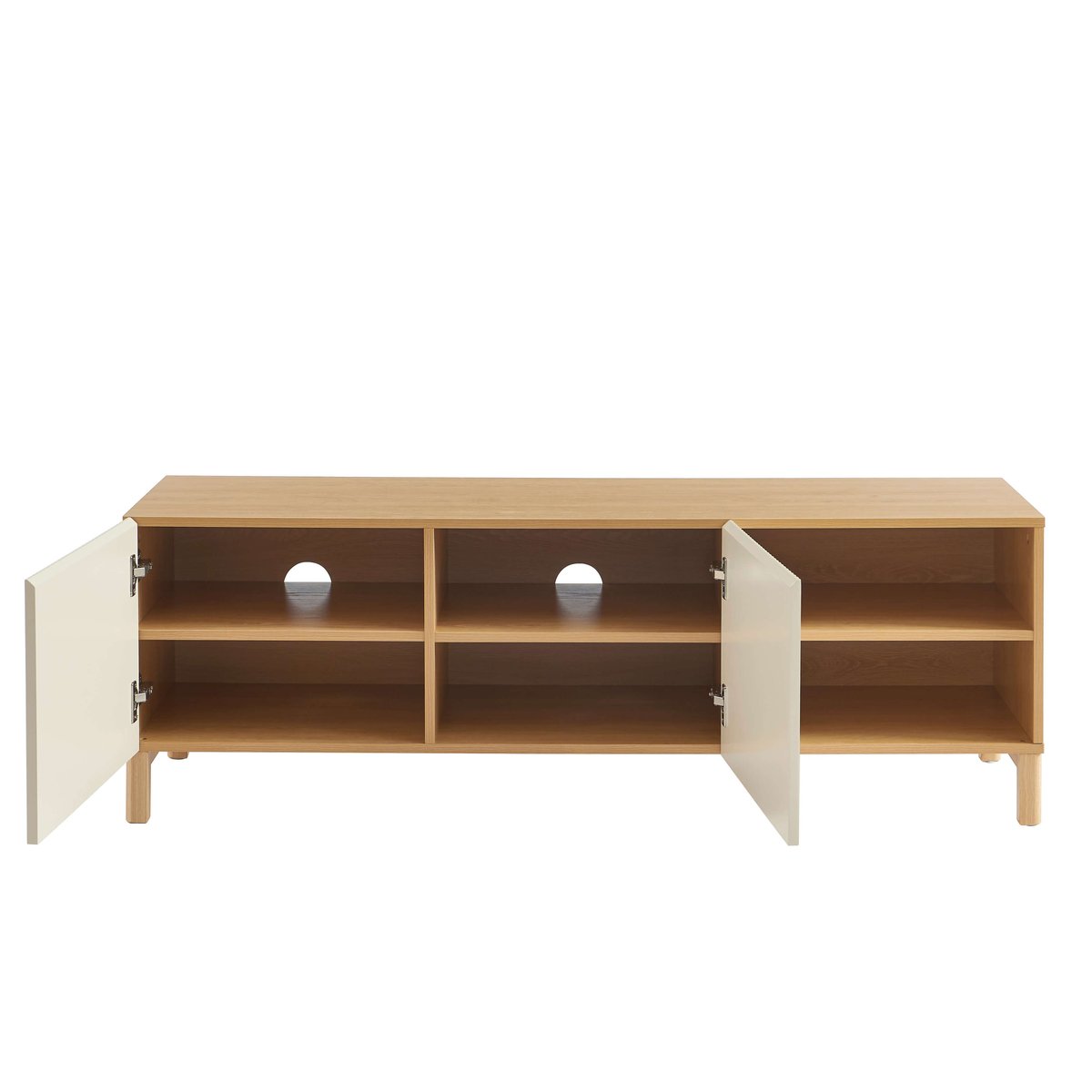 Meuble TV 2 portes  ORCA beige et chêne, BAÏTA