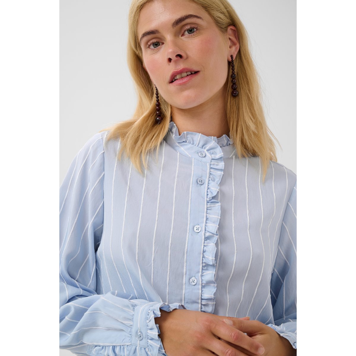 Chemise à manches longues bleu/blanc rayures, CULTURE