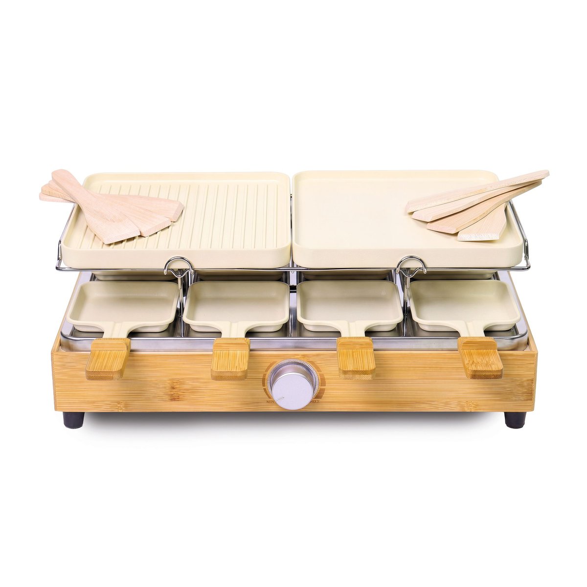 Appareil à raclette 8 personnes beige-naturel-noir, MENASTYL