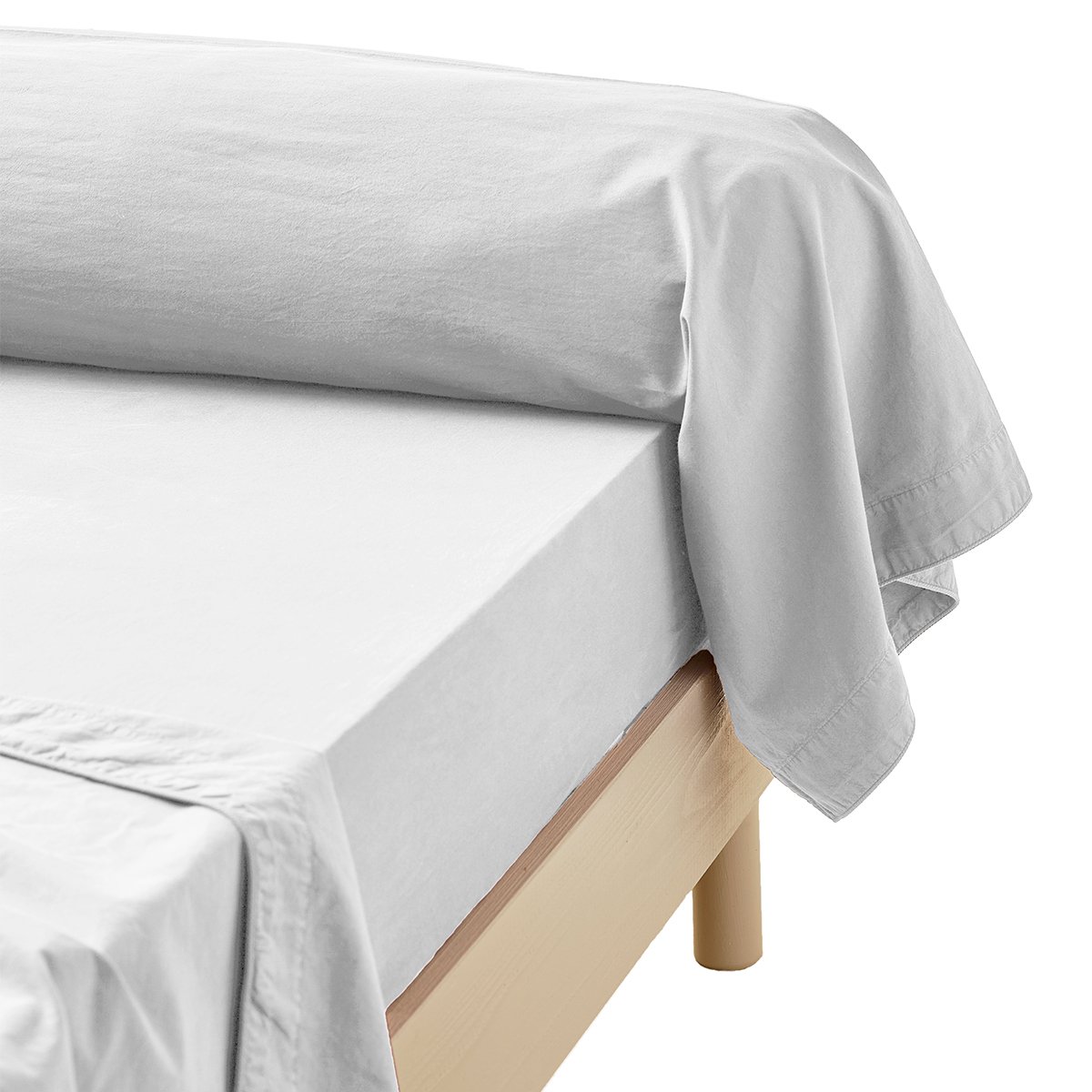 Taie de traversin en percale lavée COCON blanc saline, SYLVIE THIRIEZ