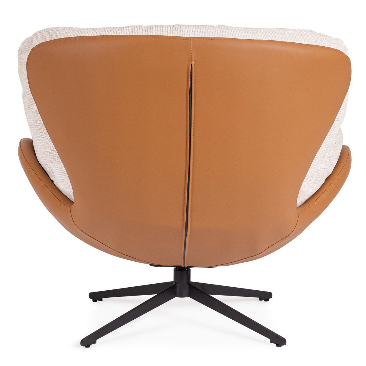 Fauteuil relax pivotant tissu/simili écru/cognac - NINO beige, HELLIN, DEPUIS 1862