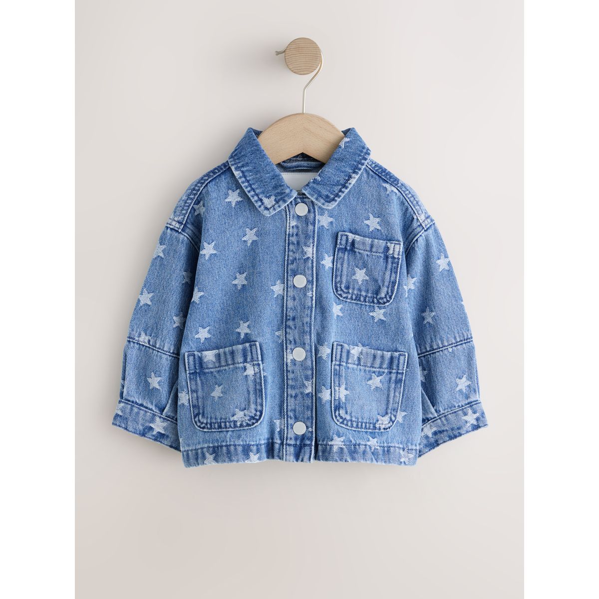 Veste en jean avec étoile jacquard délavage foncé, NEXT