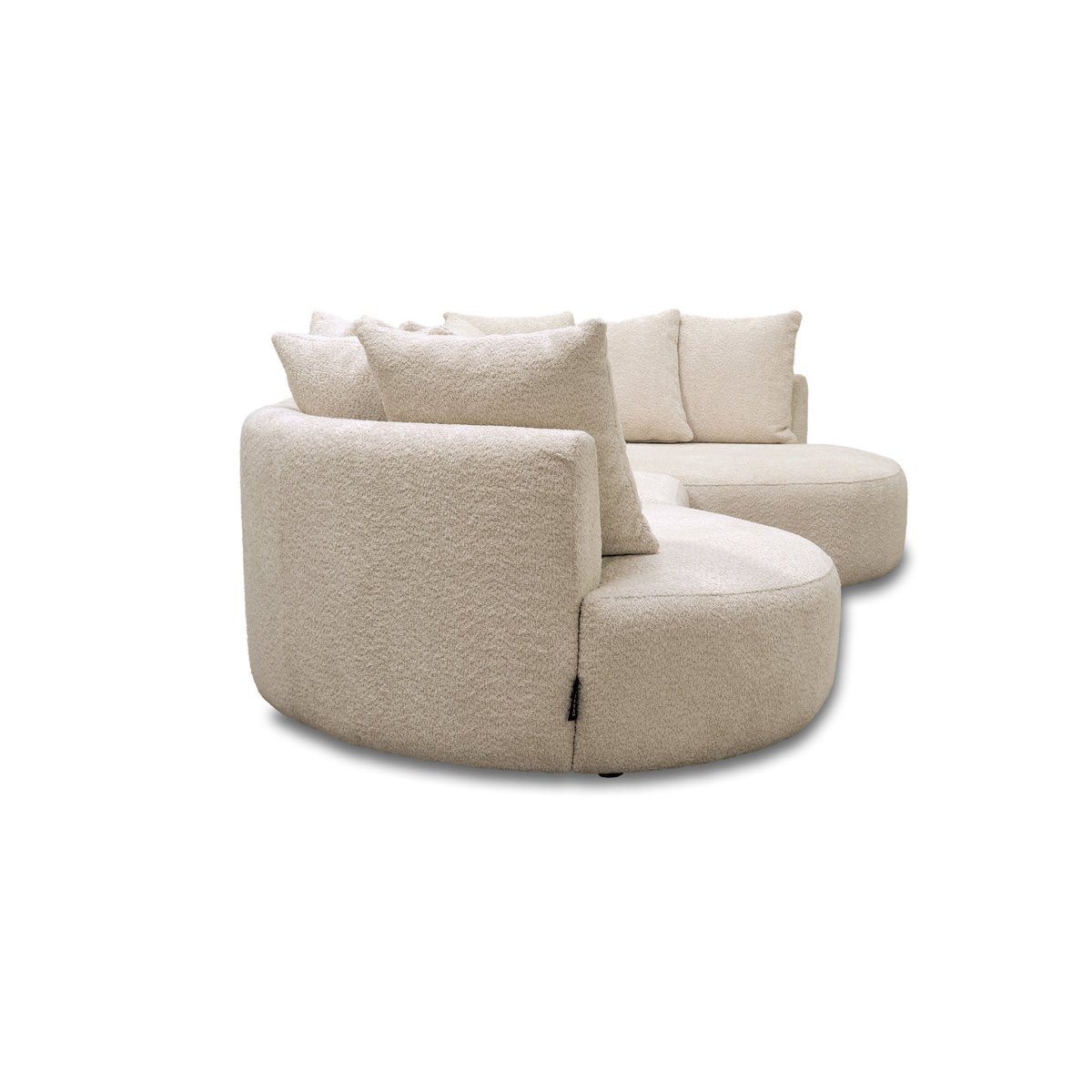Canapé d'angle fixe 6 places en tissu bouclette, CALYPSO blanc, BOBOCHIC