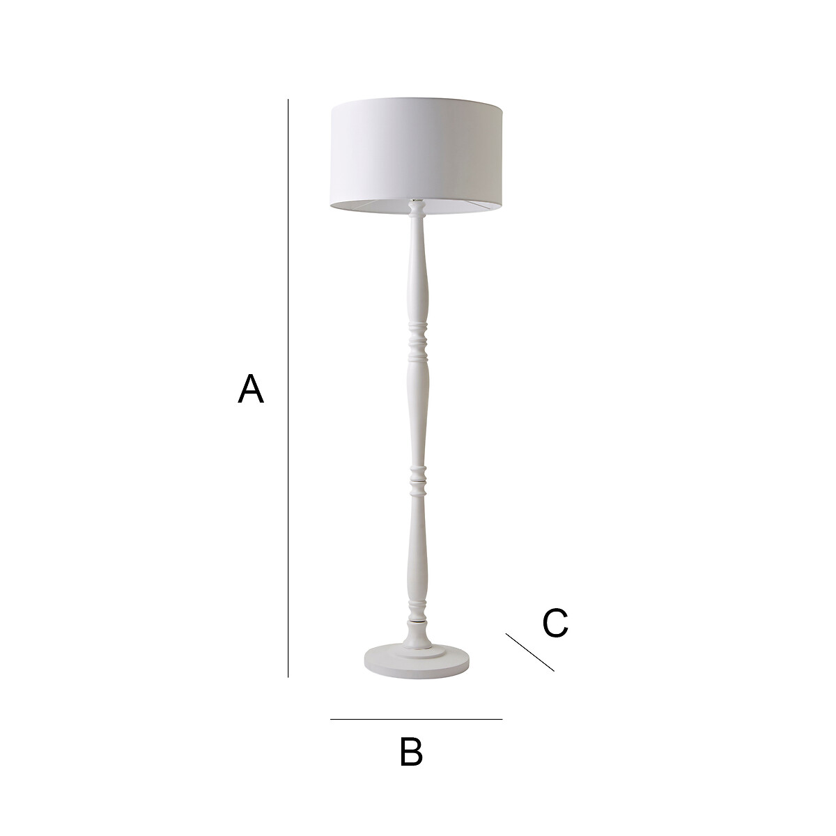 Viola Candle Stick Floor Lamp with Fabric Shade white, SO'HOME