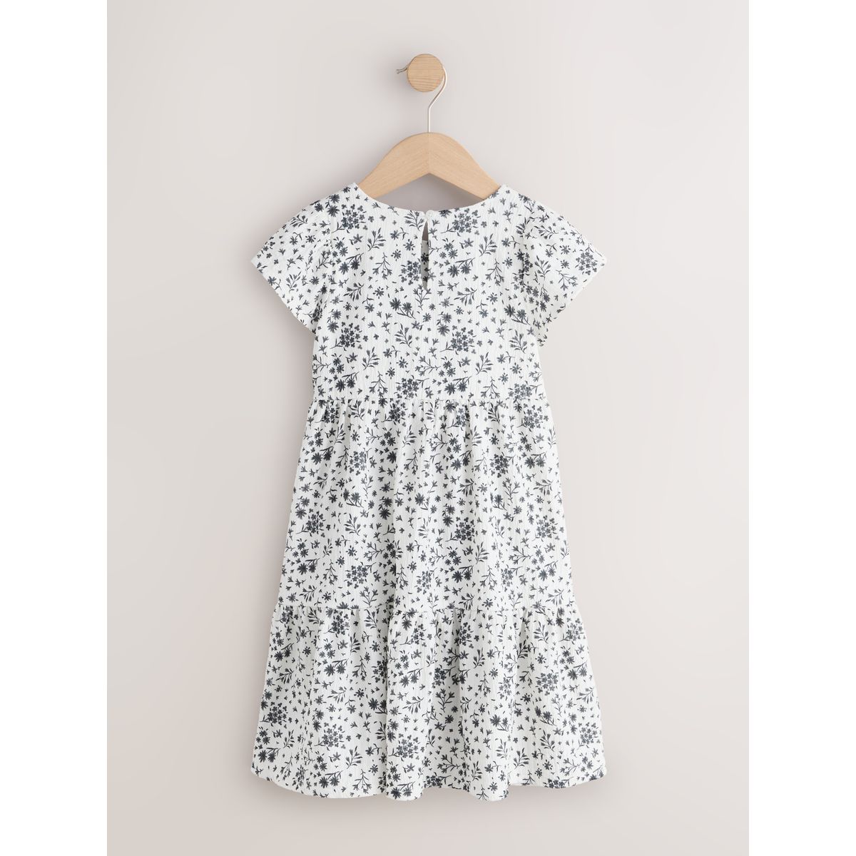 Robe froissée à manches évasées monochrome ditsy, NEXT