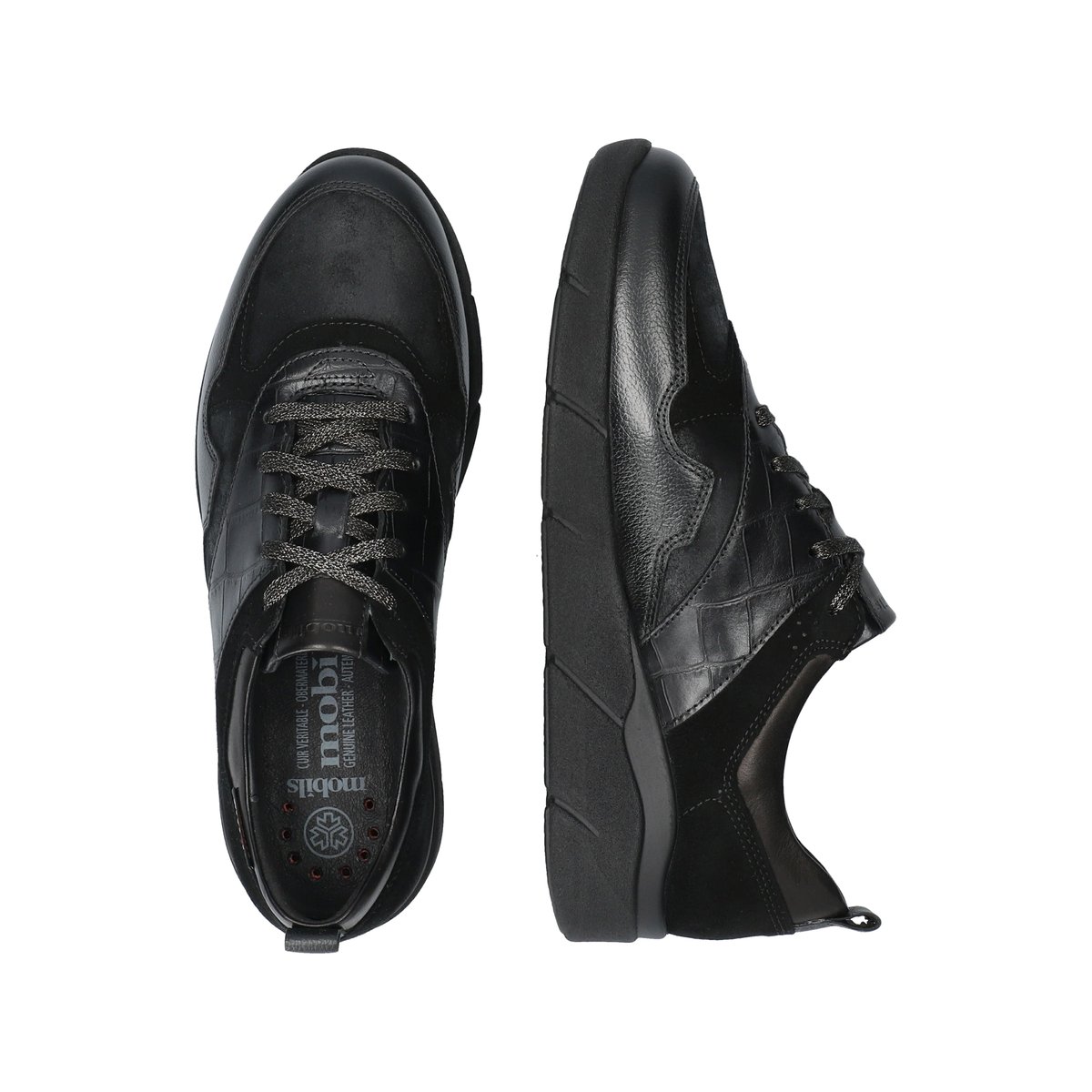 Baskets en cuir lisse IMANIA noir p5134, MEPHISTO