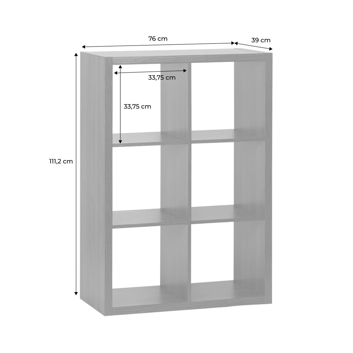 Etagère bibliothèque décor bois 2 niveaux 6 compartiments BASIKS noyer, SWEEEK