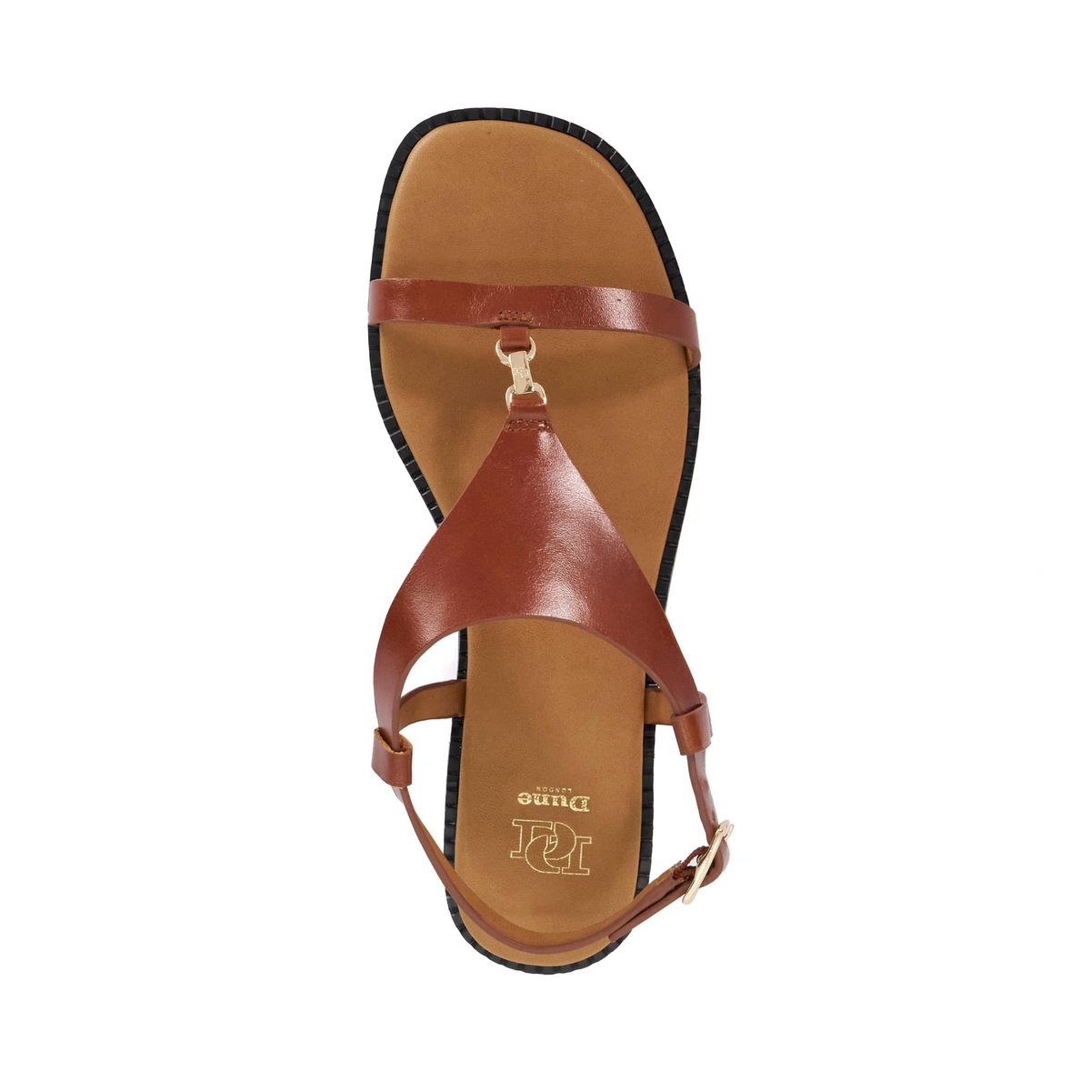 Sandales plates à bride style Salomé en cuir - LAITH tan-leather, DUNE LONDON