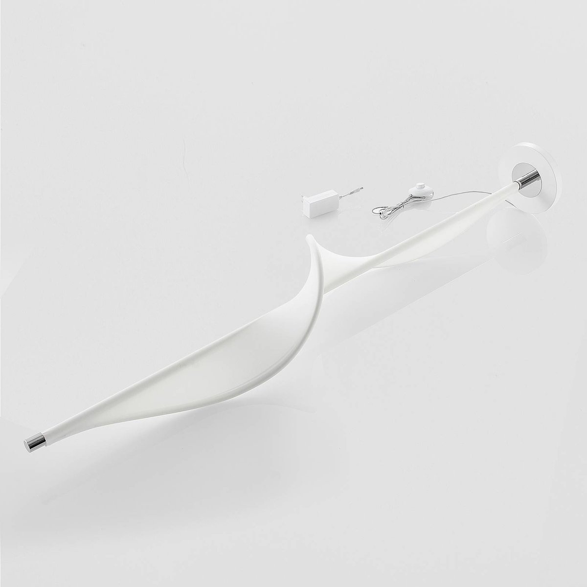 Lampadaire en textile moderneLED, Edano blanc, chrome, LUCANDE