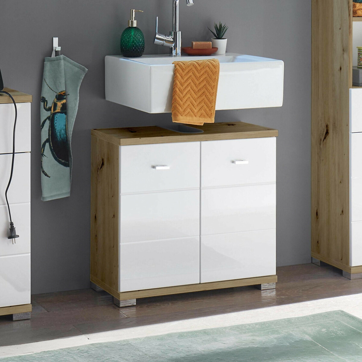 Luma Under Sink Cabinet white/natural, SO'HOME