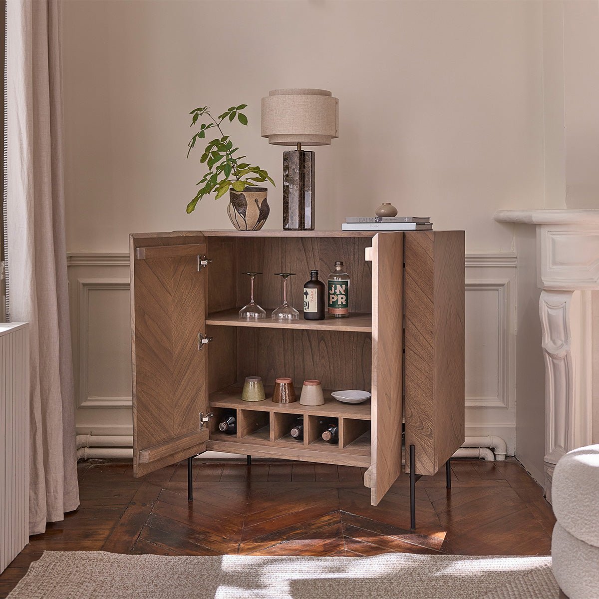 Bar en bois massif et métal 100 cm  CALIX marron, BERAH GETAH