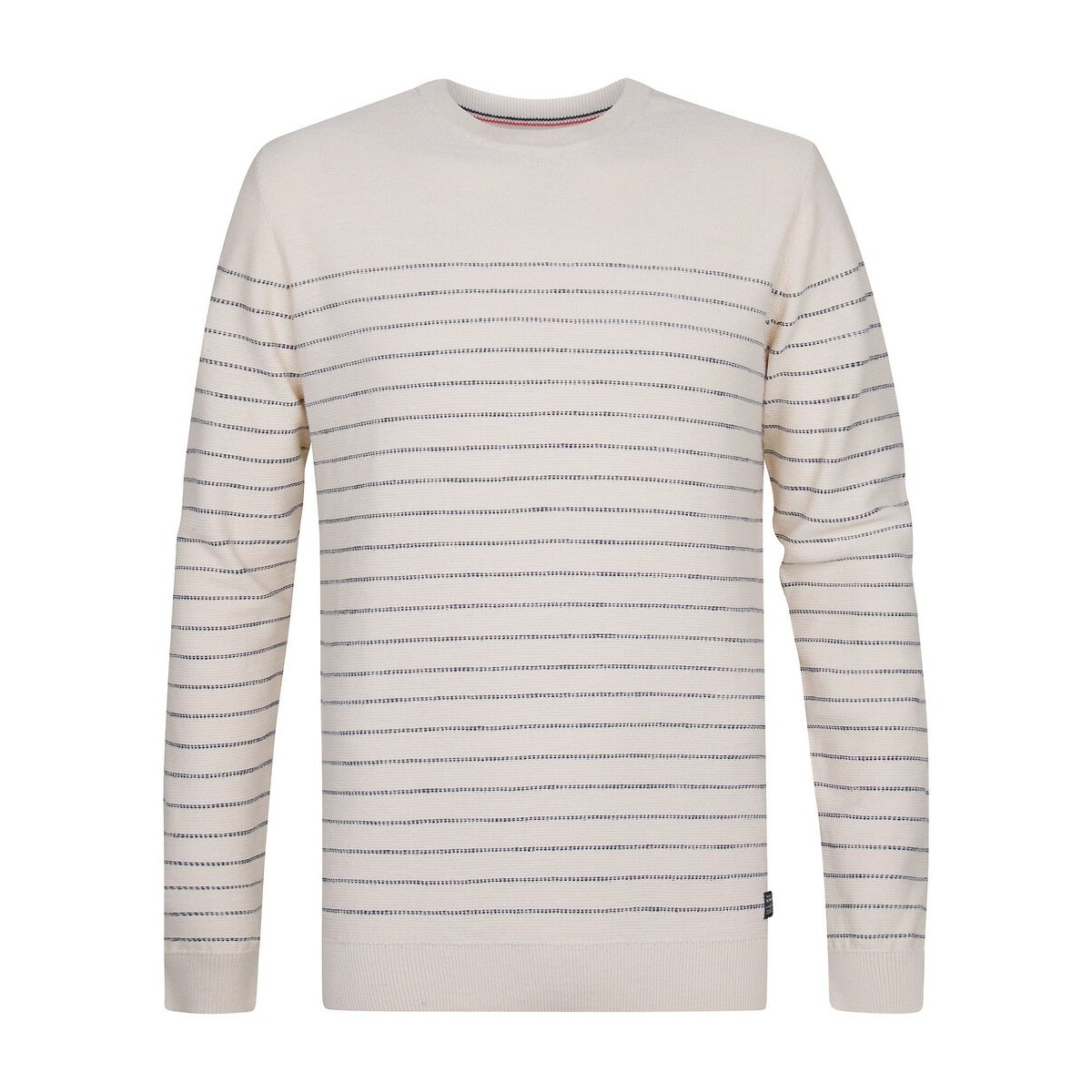 Pull en fine maille col rond ecru/marine, PETROL INDUSTRIES