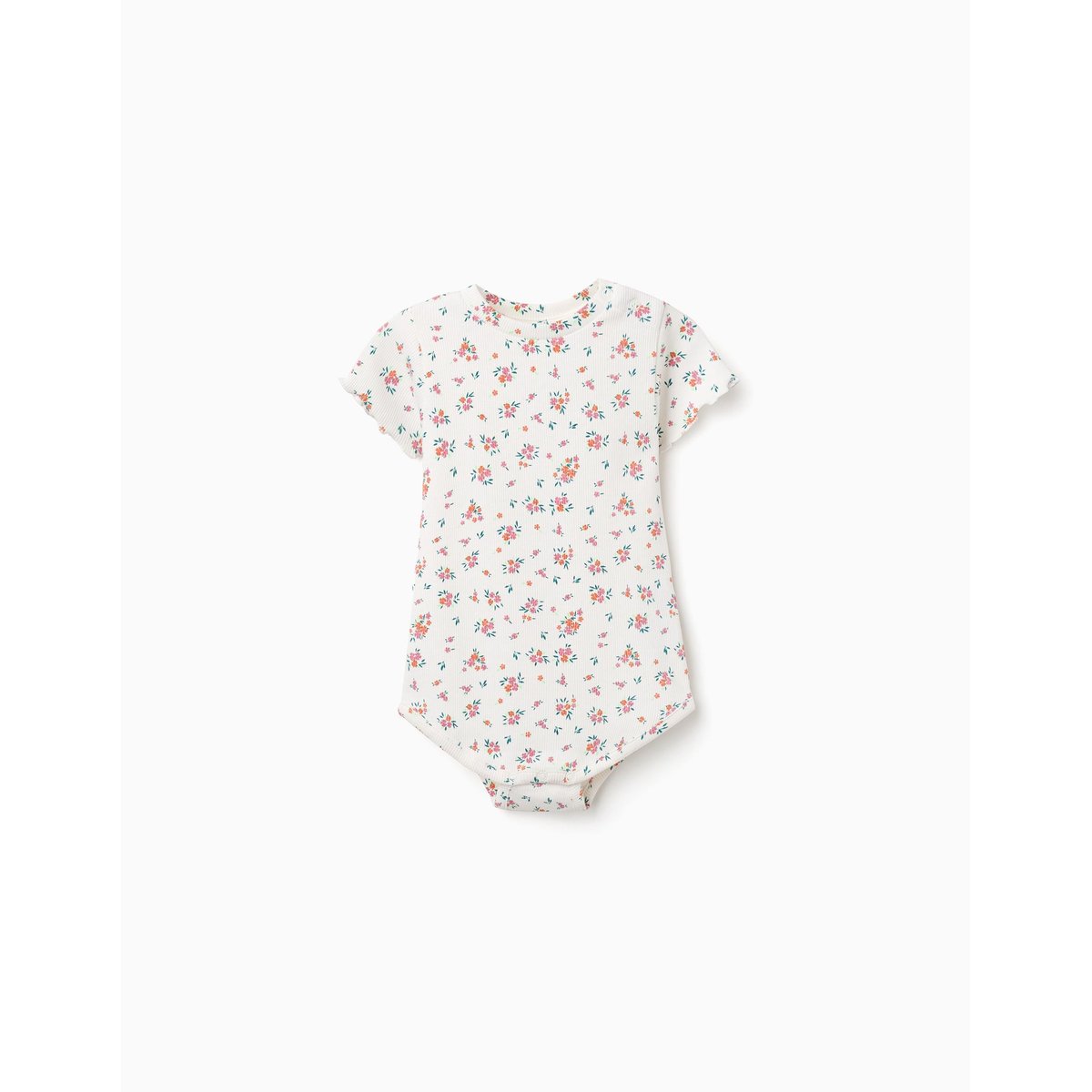 Body côtelé avec motif floral beige clair, ZIPPY