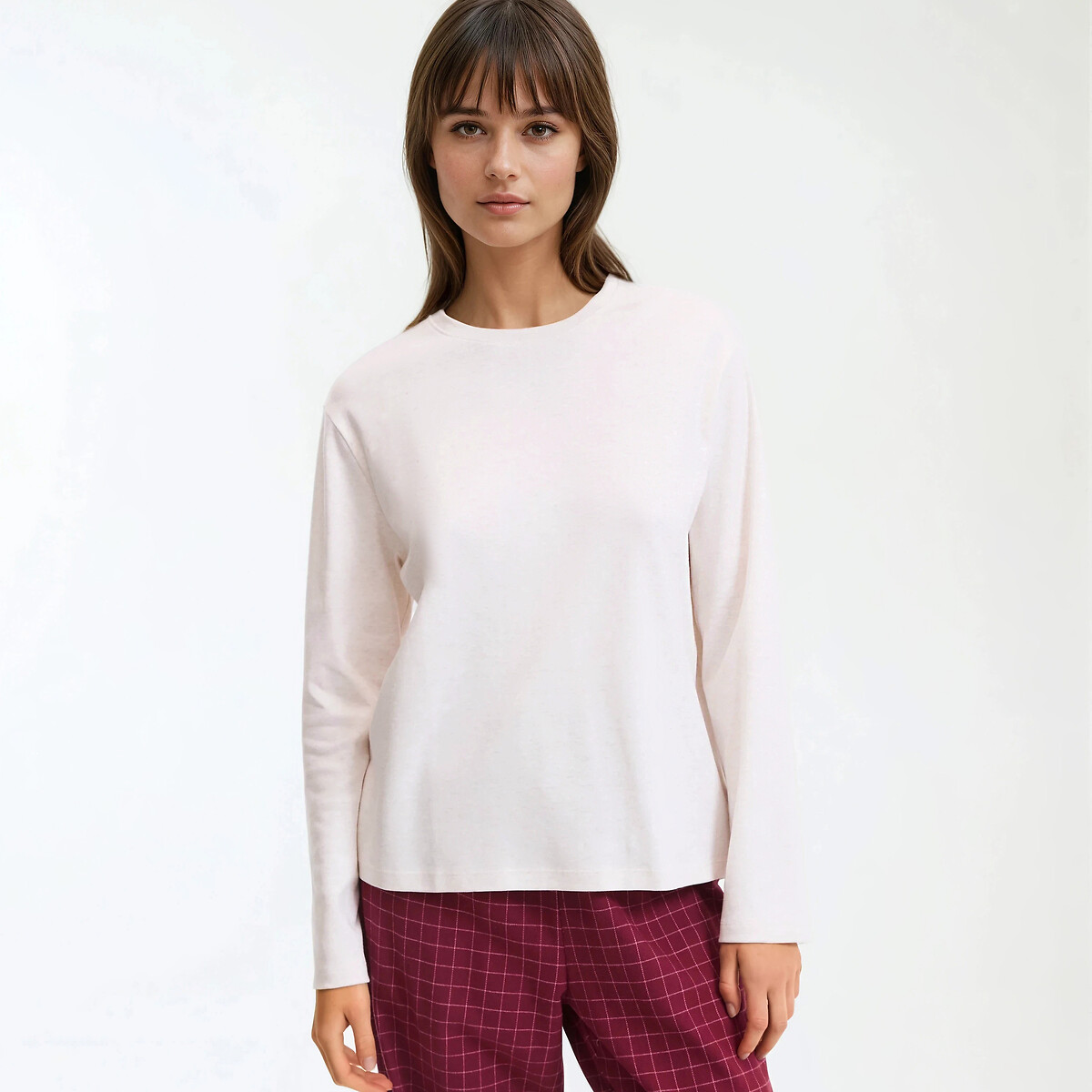T-shirt de pyjama en jersey épais beige chiné, LA REDOUTE COLLECTIONS