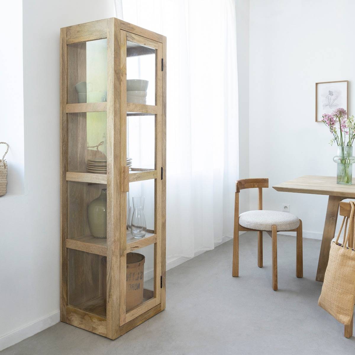 Vitrine en bois de manguier JULIET bois clair, MADE IN MEUBLES