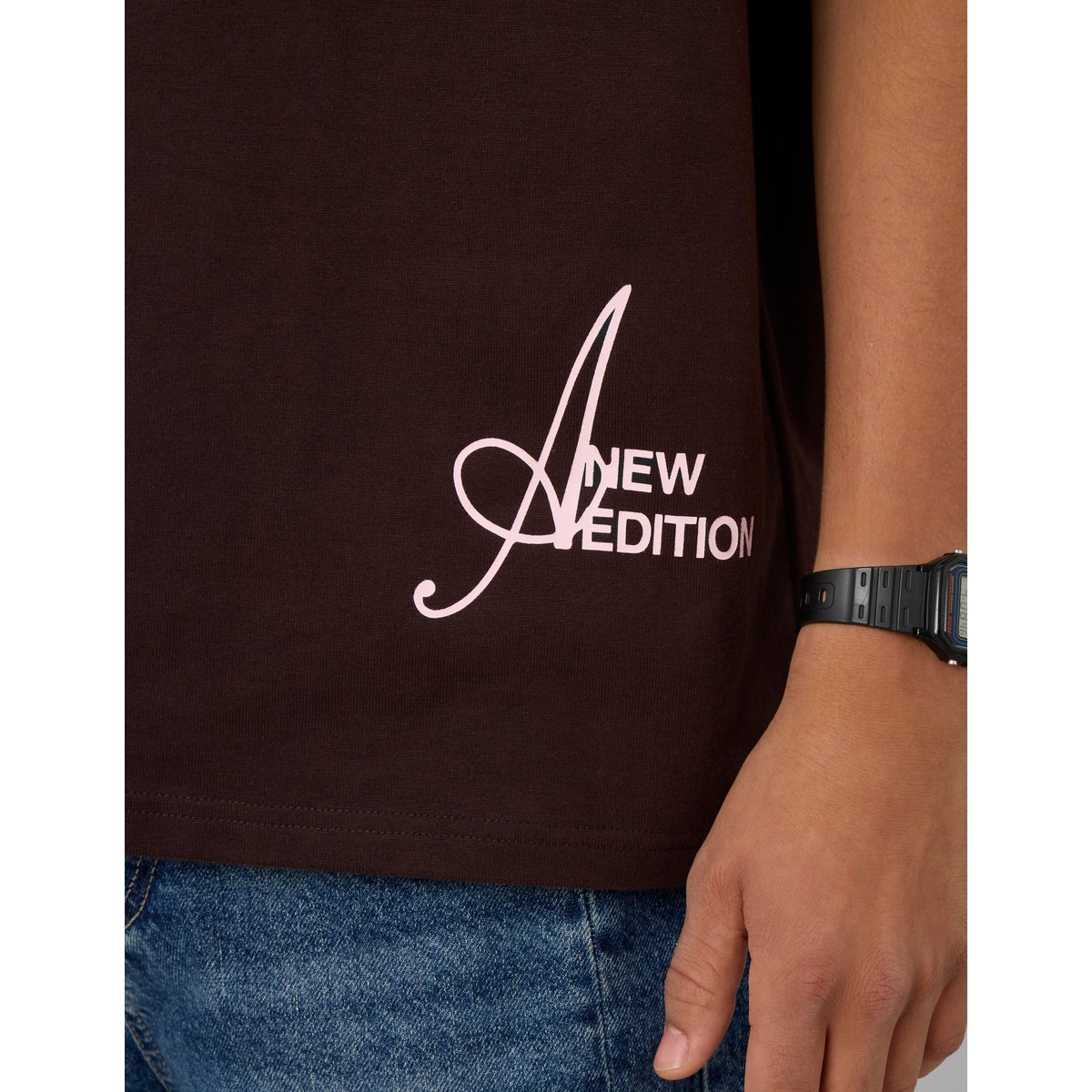 T-shirt épais imprimé devant / dos marron foncée, BZB