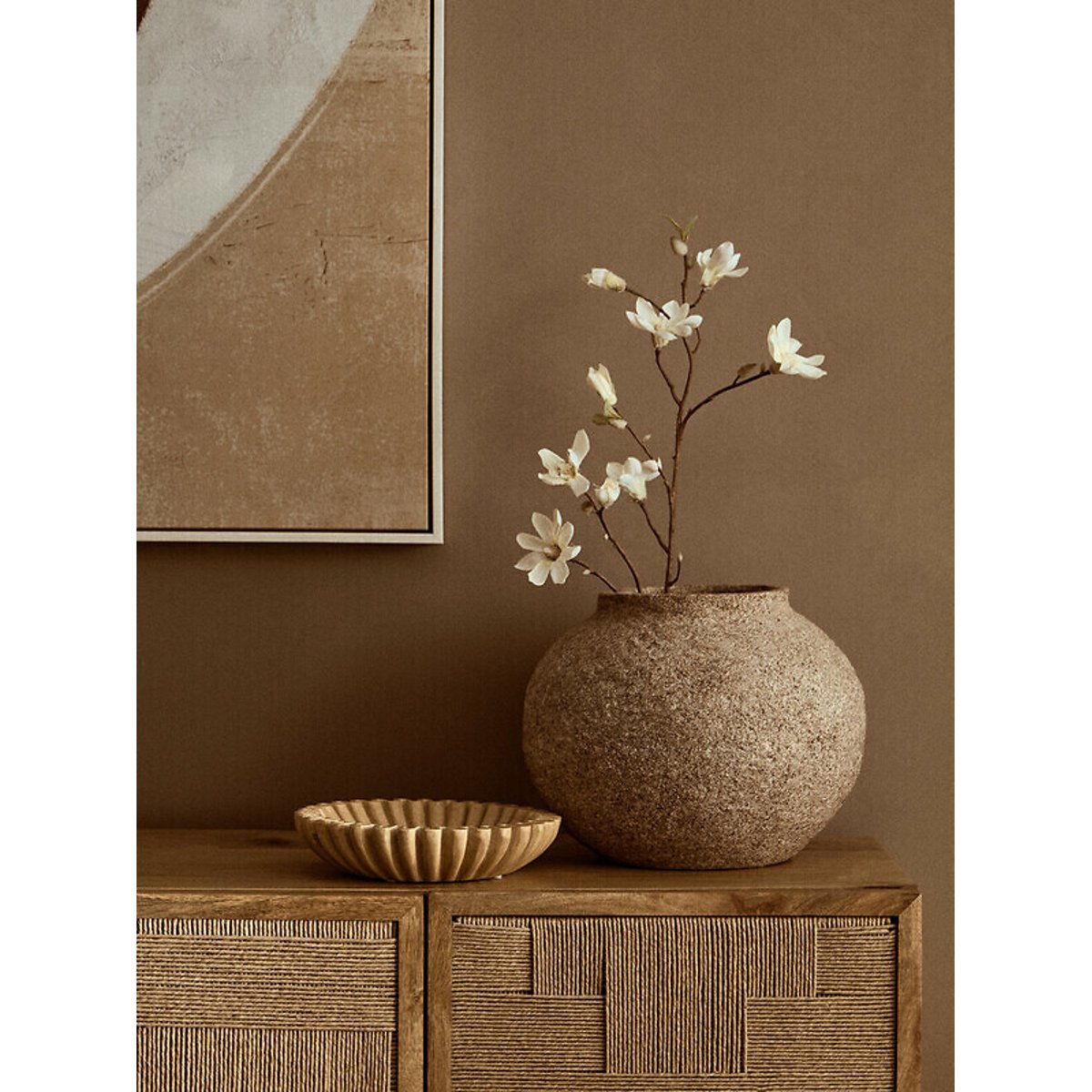 Small Decorative Fluted Marble Bowl in Ochre yellow, FIFTY FIVE SOUTH