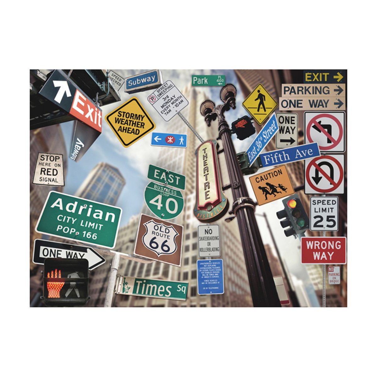 Papier peint intissé panoramique Street art Panneaux de signalisation à New York multicouleur, EDEN