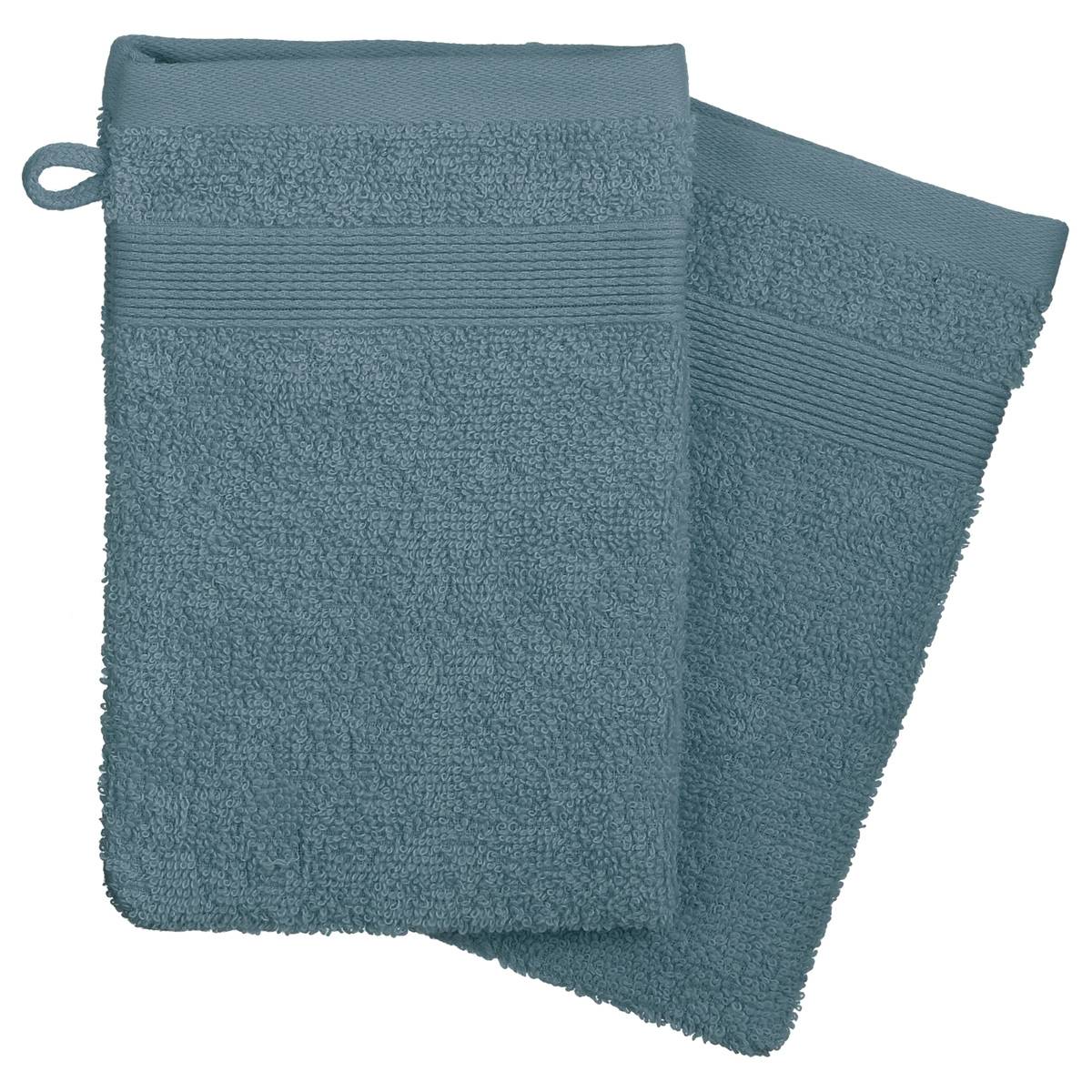 Lot de 2 gants de toilette PRAIA bleu orage, ATMOSPHERA
