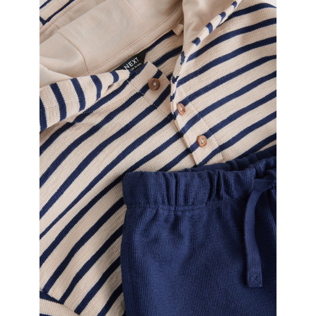 Ensemble short et sweat texturé rayures blanches écru, NEXT