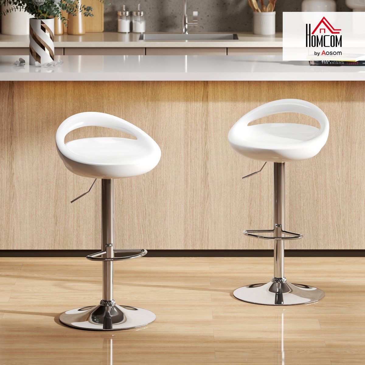 Tabouret de bar ABS Blanc blanc, HOMCOM