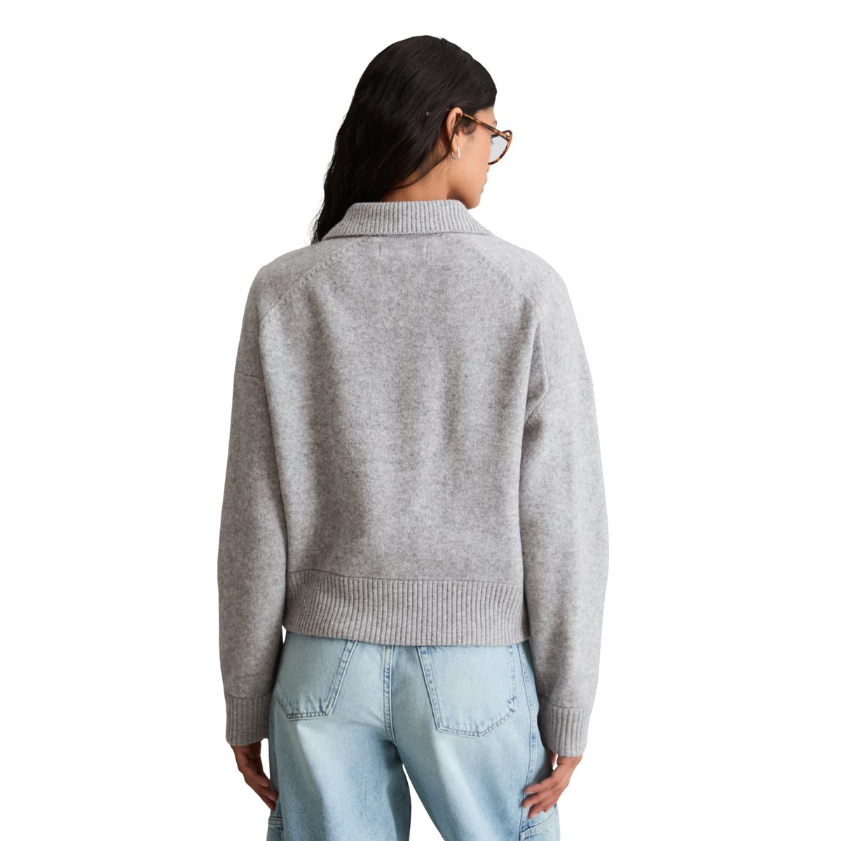 Cardigan style blouson, coupe classique en laine vierge douce gris, MARC O’POLO DENIM