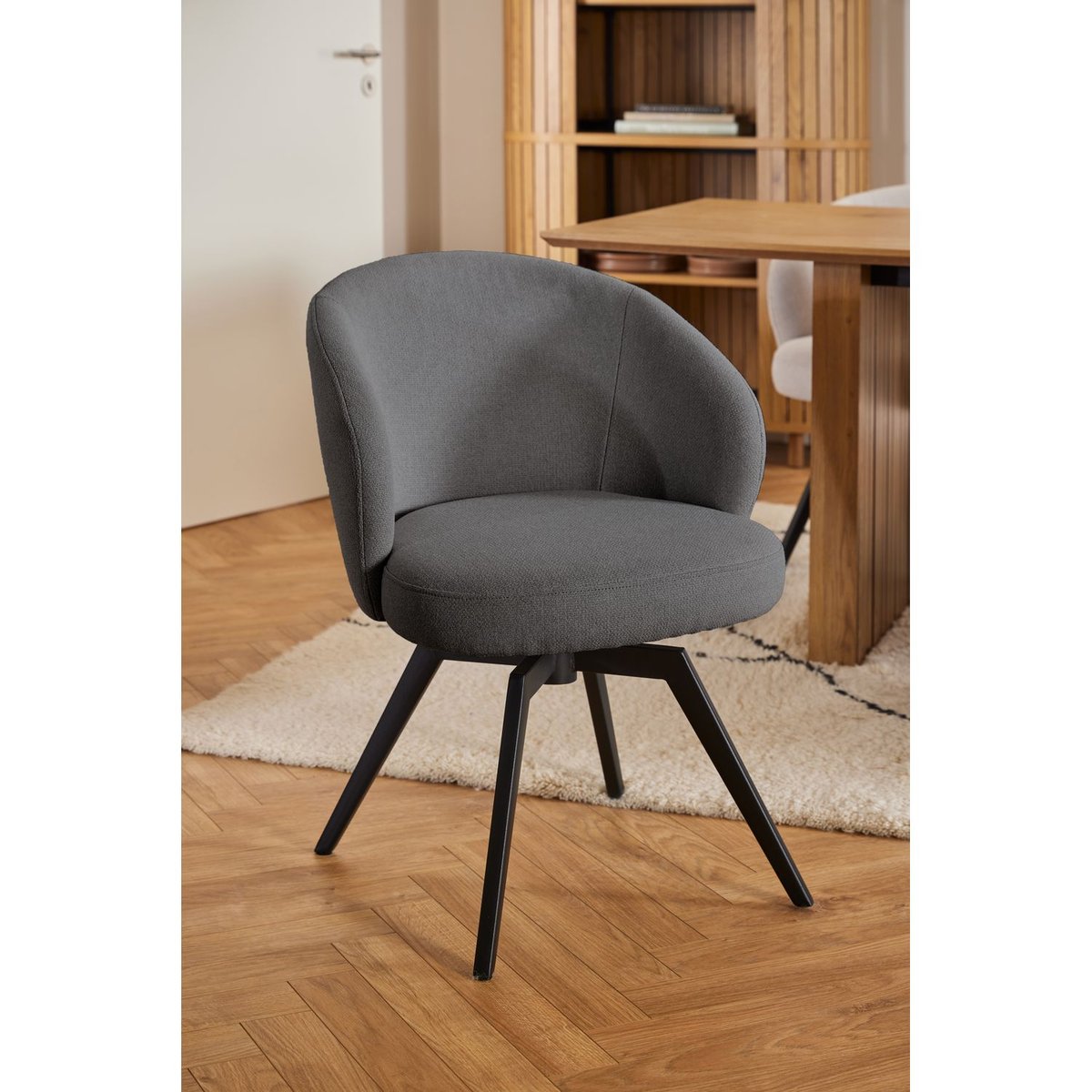 Chaise pivotante à 360° avec accoudoirs MARGAUX gris, TOILINUX