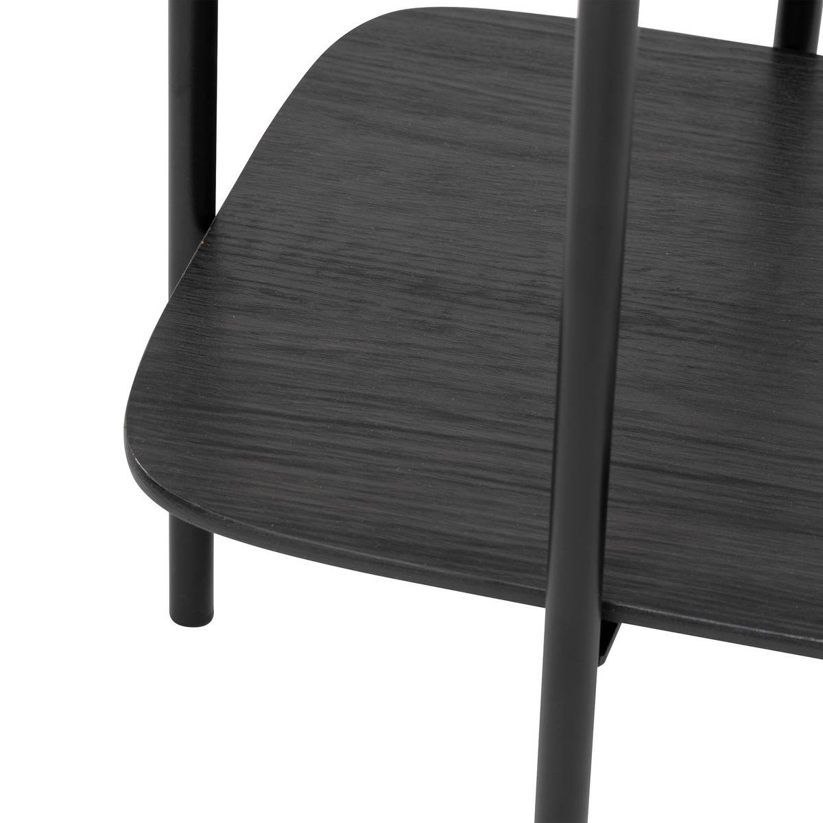Table d’appoint 2 niveaux plateau effet bois HODIA noir, ATMOSPHERA