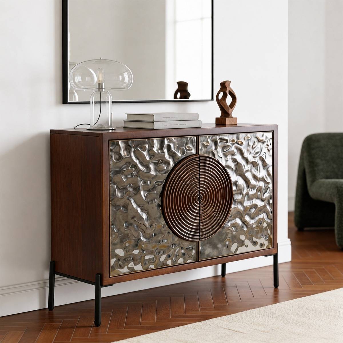 Buffet en bois de manguier et en métal NAYELI bois foncé, MADE IN MEUBLES
