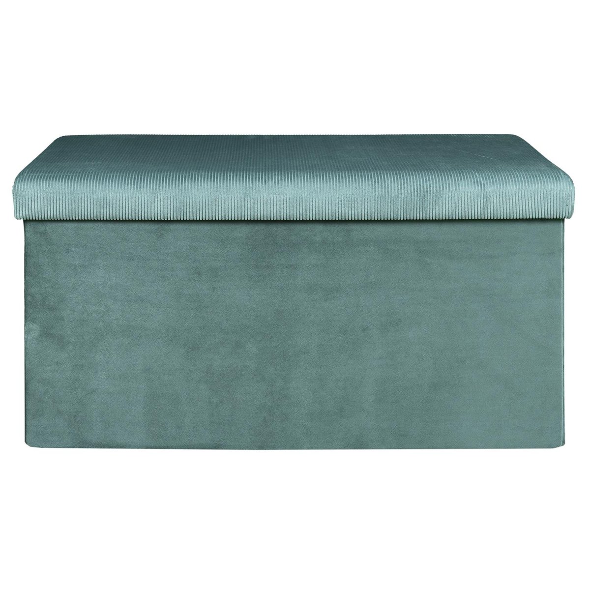 Banc coffre de rangement pliable en velours côtelé GIULIA bleu, EDEN