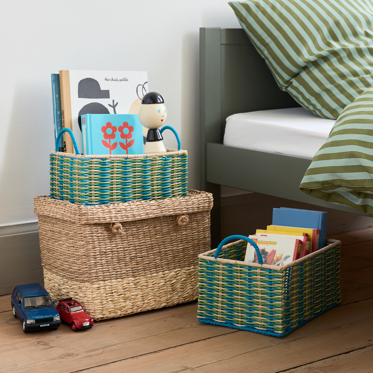 Lot de 2 paniers tressés en scoubidou, Myca multicolore, LA REDOUTE INTERIEURS