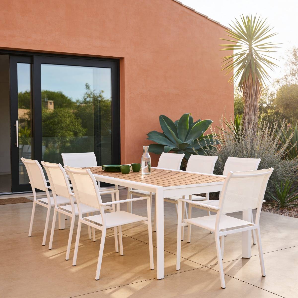 Table de jardin en aluminium AYDEN blanc, MADE IN MEUBLES