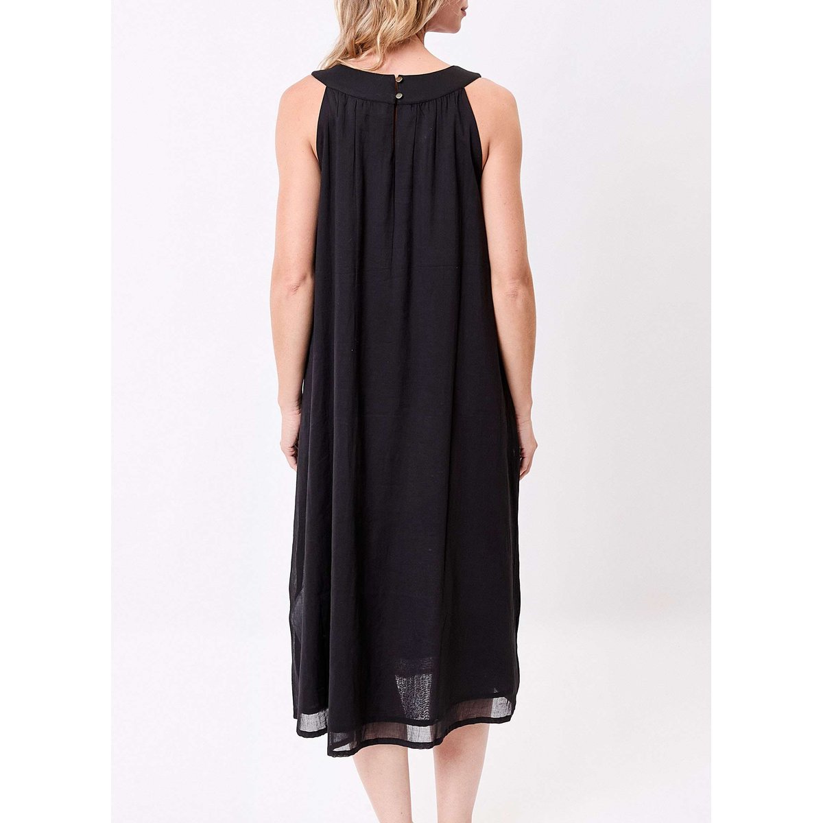 Robe midi légère gaze de coton bio MARISA noir marisa, LA FIANCÉE