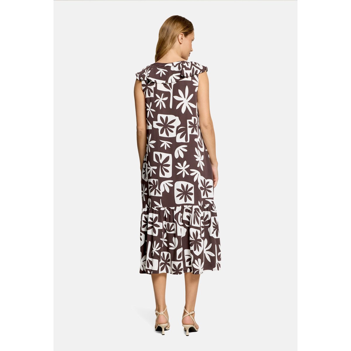 Robe casual à manches à ailettes brown/white, CARTOON