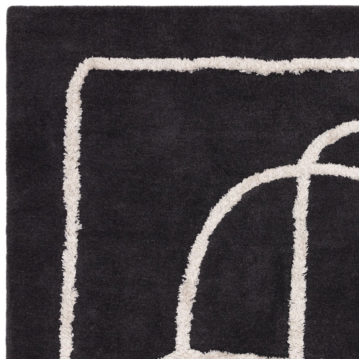 Tapis salon et chambre moderne en laine ETERNITY noir, NOVATREND
