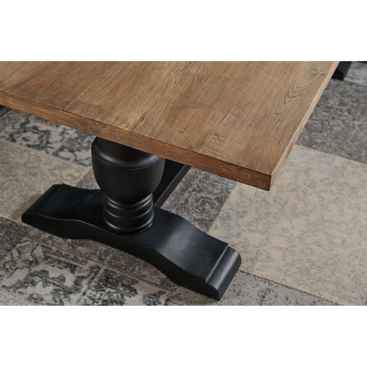 Table à manger rectangulaire en teck piétement noir poutre L260 - DALILA noir, HELLIN, DEPUIS 1862