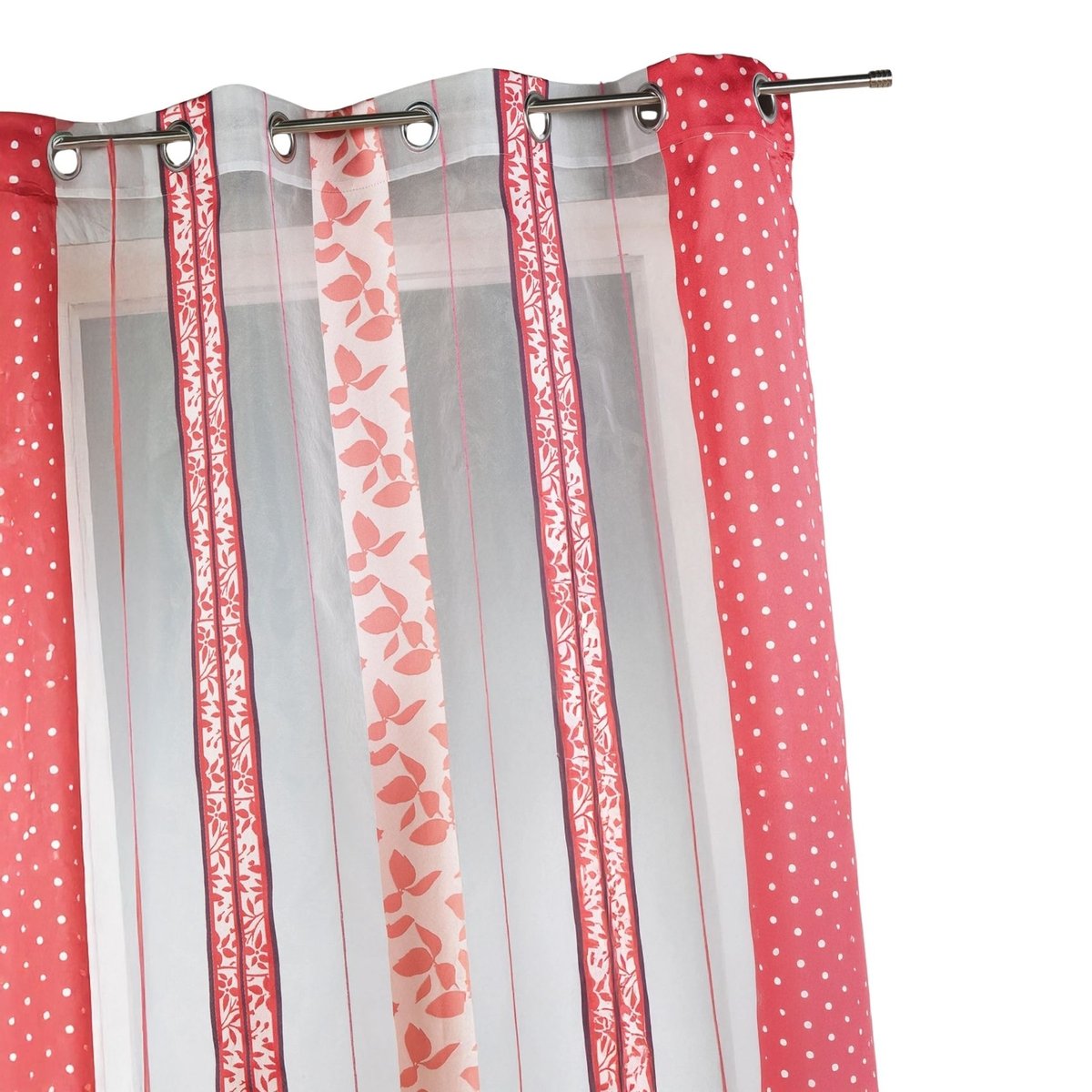 Voilage organza jacquard à rayures verticales à motifs rose blush, HOME MAISON