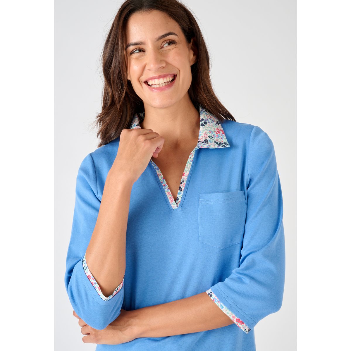 T-shirt effet 2 en 1 bleu clair, DAMART