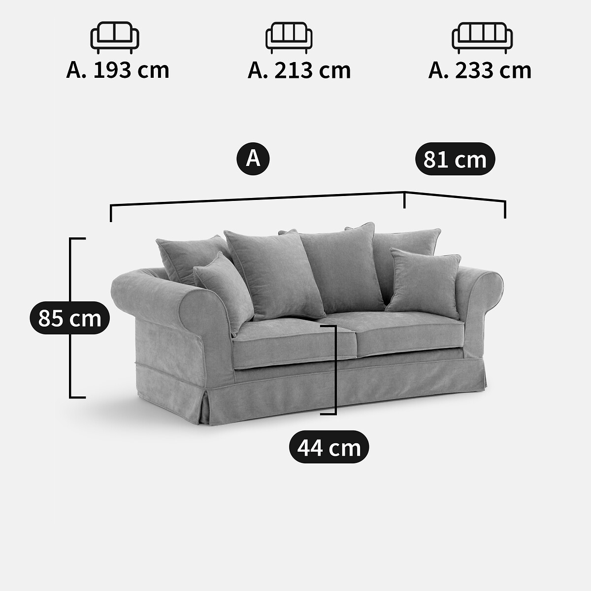 Canapé 2, 3, ou 4 places, déhoussable, en lin épais, ADELIA blanc, LA REDOUTE INTERIEURS