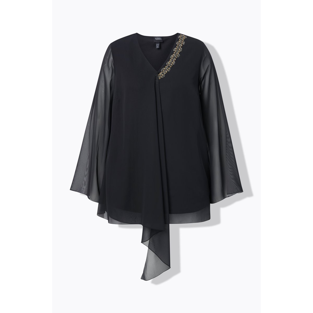 Blouse en mousseline doublée noir, ULLA POPKEN