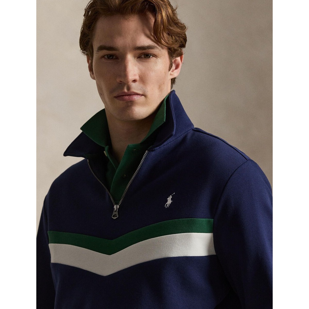 Sweater met 1/2 rits marineblauw, POLO RALPH LAUREN