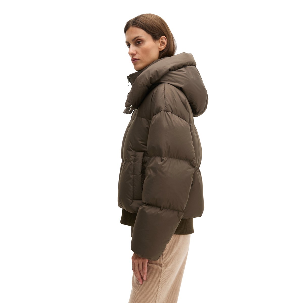 Veste à capuche matelassée en duvet, coupe regular à partir de matériaux recyclés marron, MARC O'POLO
