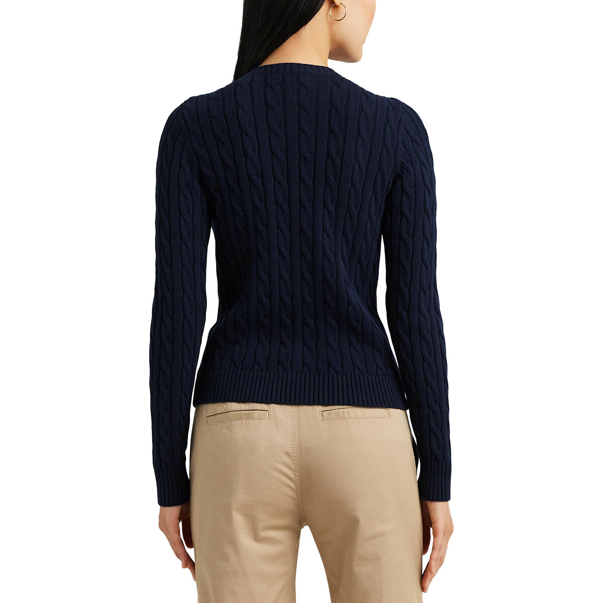 Vest met kabelmotief, ronde hals, knoopsluiting RALHAN marineblauw, LAUREN RALPH LAUREN